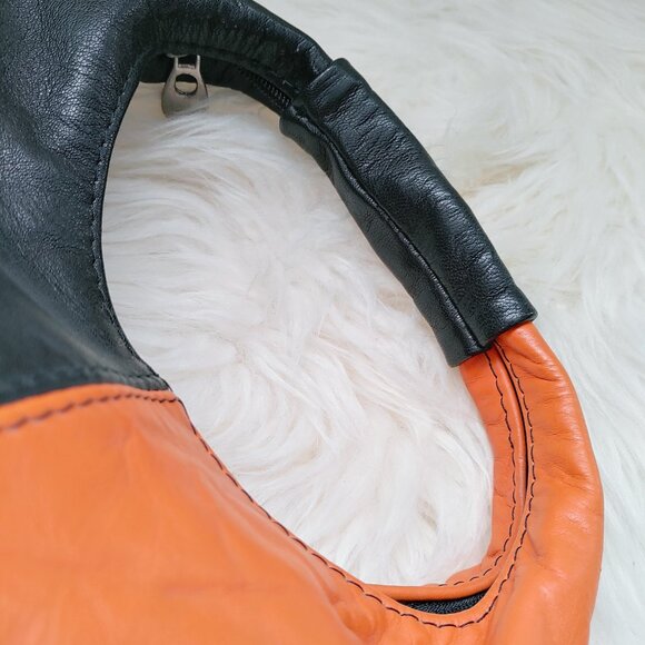 Custom Made Half Black and Half Orange Leather Mini Handbag - Picture 5 of 14